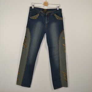Platinum Plush Denim Jeans Womens 15 Studs 4 Pocket Straight Let Buckle Blue